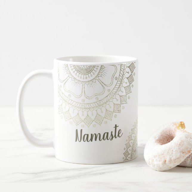 Yoga Meditation Instructor Gold Mandala Blume Kaffeetasse (Mit Donut)