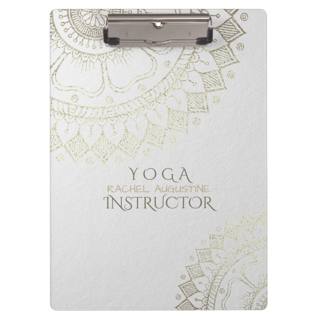 Yoga Meditation Instructor Gold Mandala Blume Klemmbrett (Vorderseite)