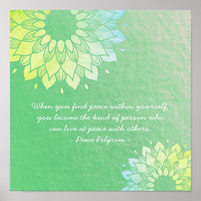 Yoga Meditation Instructor Gold Mandala Blume Po Poster (Vorne)