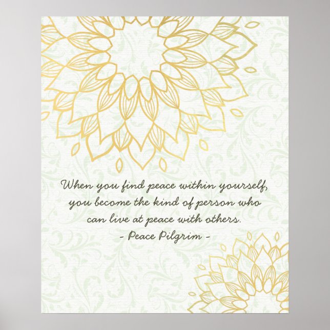 Yoga Meditation Instructor Gold Mandala Blume Poster (Vorne)