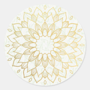 Yoga Meditation Instructor Gold Mandala Blume Runder Aufkleber