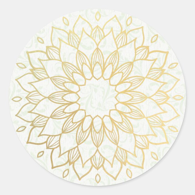 Yoga Meditation Instructor Gold Mandala Blume Runder Aufkleber (Vorderseite)