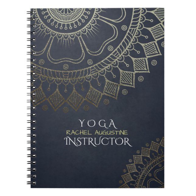 Yoga Meditation Instructor Gold Mandala Navy Blue Notizblock (Vorderseite)
