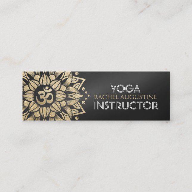 Yoga Meditation Instructor Gold Mandala Om Symbol Mini Visitenkarte (Vorderseite)