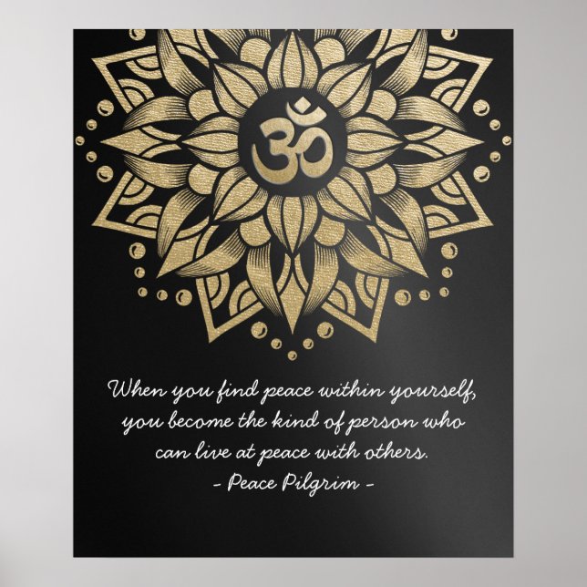 Yoga Meditation Instructor Gold Mandala Om Symbol Poster (Vorne)