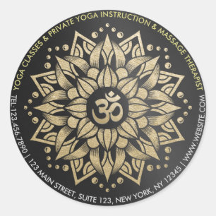 Yoga Meditation Instructor Gold Mandala Om Symbol Runder Aufkleber