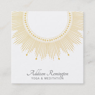 Yoga Meditation Instructor Gold Sun Mandala Quadratische Visitenkarte