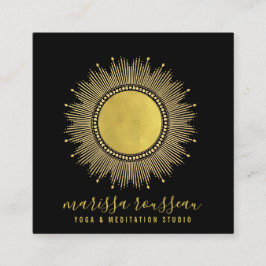 Yoga Meditation Instructor Gold Sun Mandala Square Quadratische Visitenkarte