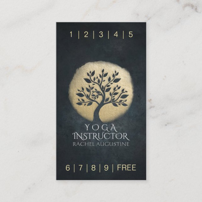 Yoga Meditation Instructor Gold Tree Loyalty Punch Treuekarte (Vorderseite)