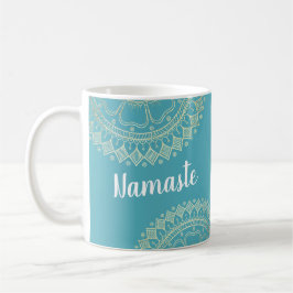 Yoga Meditation Instructor Green Blue Gold Mandala Kaffeetasse
