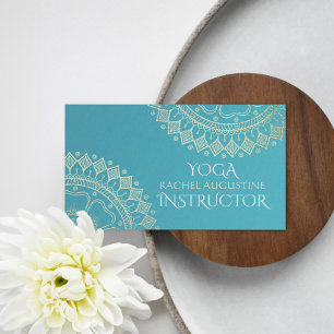 Yoga Meditation Instructor Green Blue Gold Mandala Visitenkarte