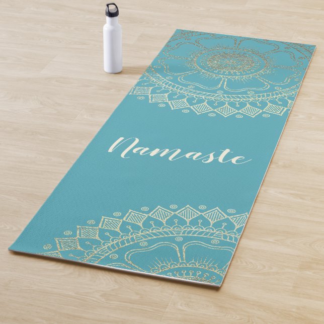 Yoga Meditation Instructor Green Blue Gold Mandala Yogamatte (Beispiel)