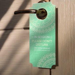 Yoga Meditation Instructor Green Gold Foil Mandala Türanhänger