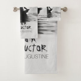 Yoga Meditation Instructor Lotus Pose Tinte Malere Badhandtuch Set