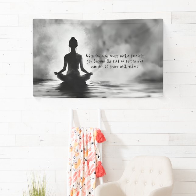 Yoga Meditation Instructor Lotus Pose Tinte Malere Banner (Insitu)