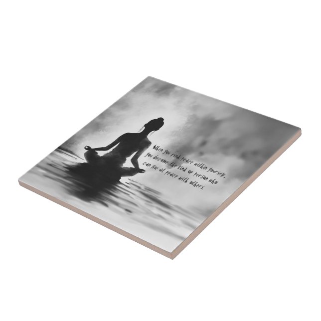 Yoga Meditation Instructor Lotus Pose Tinte Malere Fliese (Seite)