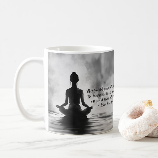 Yoga Meditation Instructor Lotus Pose Tinte Malere Kaffeetasse (Mit Donut)