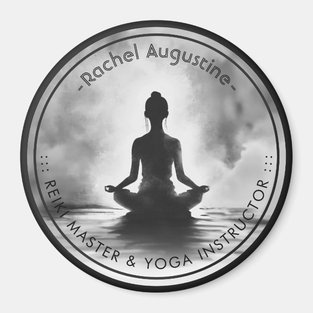 Yoga Meditation Instructor Lotus Pose Tinte Malere Magnet (Vorne)