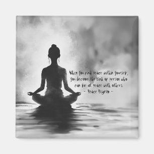 Yoga Meditation Instructor Lotus Pose Tinte Malere Magnet
