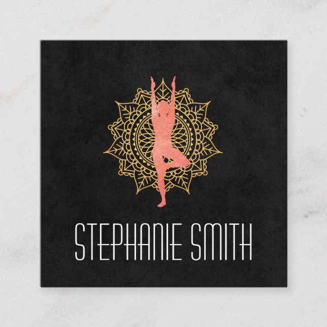 Yoga Meditation Instructor | Mandala Quadratische Visitenkarte (Vorderseite)