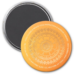 Yoga Meditation Instructor Orange Gold Mandala Mag Magnet