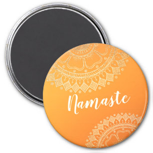 Yoga Meditation Instructor Orange Gold Mandala Magnet