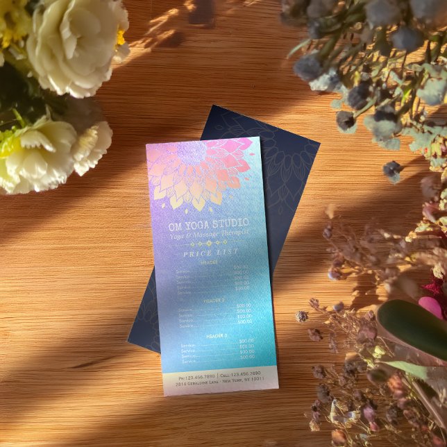 YOGA Meditation Instructor Preis List Gold Mandala Werbekarte (Von Creator hochgeladen)