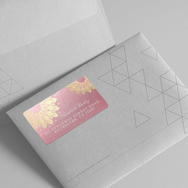 Yoga Meditation Instructor Rose Gold Mandala Lotus Adressaufkleber (Von Creator hochgeladen)