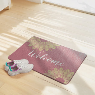 Yoga Meditation Instructor Rose Gold Mandala Lotus Fußmatte