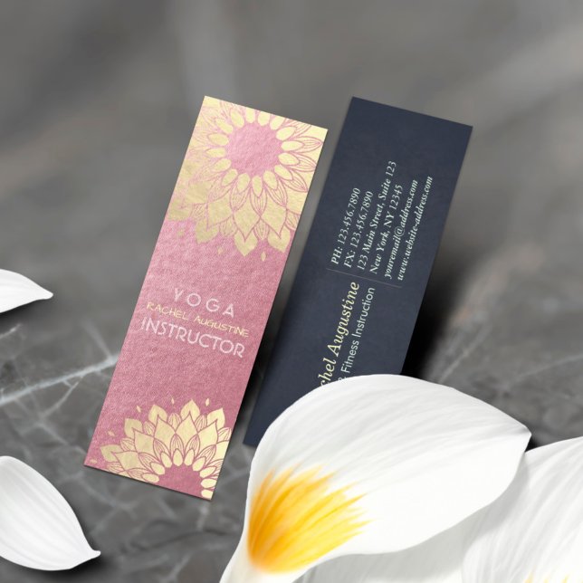 Yoga Meditation Instructor Rose Gold Mandala Lotus Mini Visitenkarte (Von Creator hochgeladen)