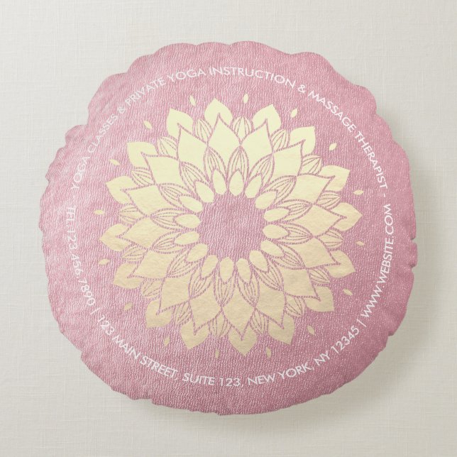 Yoga Meditation Instructor Rose Gold Mandala Lotus Rundes Kissen (Vorderseite)