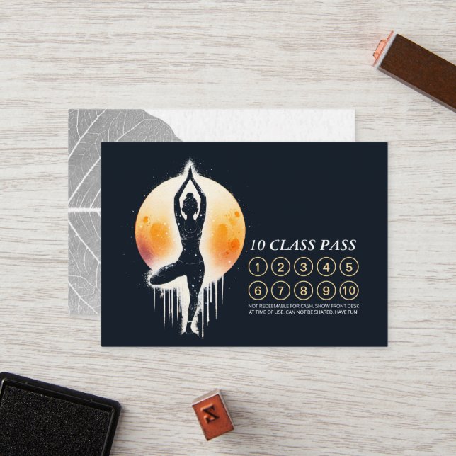Yoga Meditation Instructor Tree Pose 10 Class Pass Treuekarte (Vorderseite/Rückseite Beispiel)
