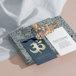 Yoga Meditation Instructor Tree Pose Gold OM Signa Visitenkarte