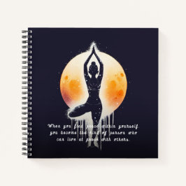 Yoga Meditation Instructor Tree Pose Vollmond Notizbuch