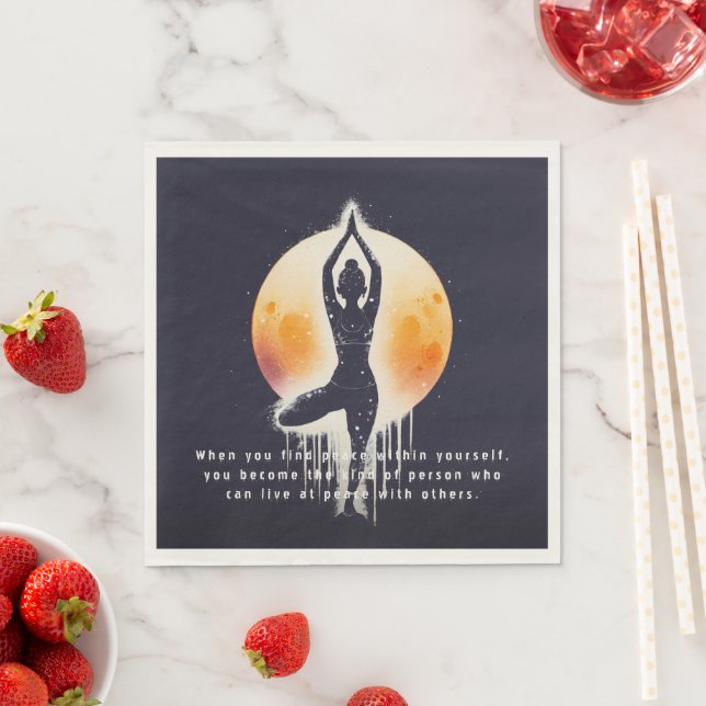 Yoga Meditation Instructor Tree Pose Vollmond Serviette (Beispiel)