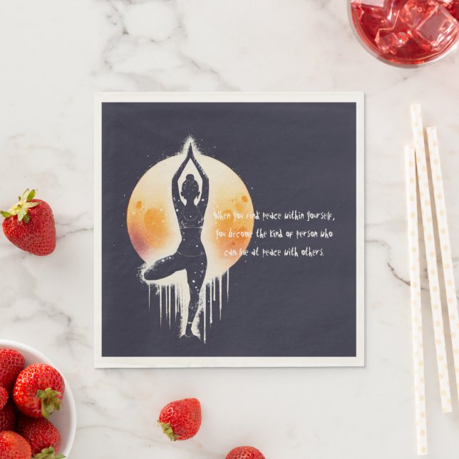 Yoga Meditation Instructor Tree Pose Vollmond Serviette (Beispiel)