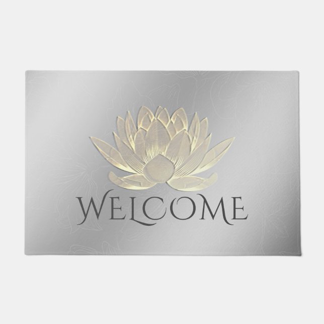 YOGA Meditation Instructor Welcome Chic Gold Lotus Fußmatte (Vorderseite)