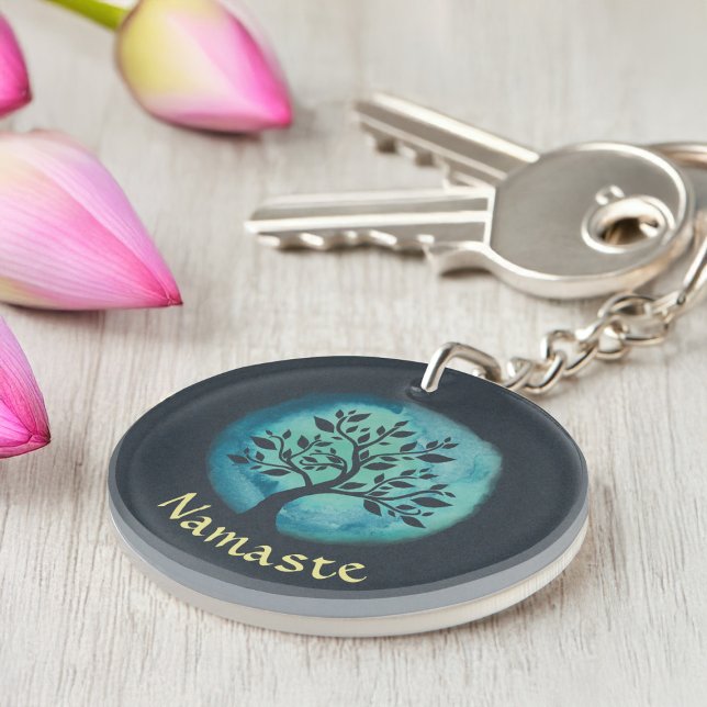 Yoga Meditation Instruktor Eleganter Aquarellbaum Schlüsselanhänger (Von Creator hochgeladen)