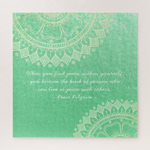 Yoga Meditation Lehrer Green Gold Mandala Quotes Puzzle