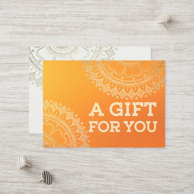 Yoga Meditation Lehrer Moderne Orange Gold Mandala Rabattkarte (Vorderseite/Rückseite Beispiel)