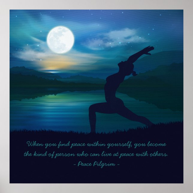 Yoga Meditation Lehrer Moon Salutation Pose Zitat Poster (Vorne)