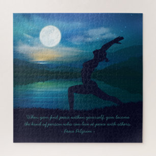 Yoga Meditation Lehrer Moon Salutation Pose Zitat Puzzle