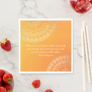 Yoga Meditation Lehrer Orange Gold Mandala Quotes Serviette