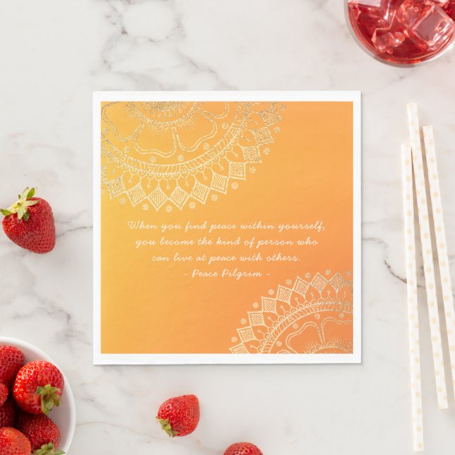 Yoga Meditation Lehrer Orange Gold Mandala Quotes Serviette (Beispiel)