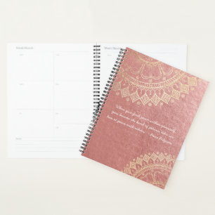 Yoga Meditation Lehrer Pink Gold Mandala Zitat Planer