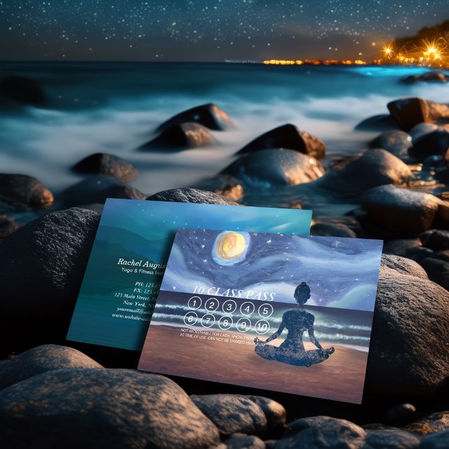 Yoga Meditation Moon Light Sky Ocean 10 Class Pass Terminkarte (Von Creator hochgeladen)