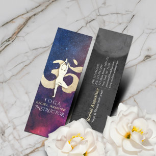 Yoga Meditation Pose Gold OM Symbol Galaxy Nebel Mini Visitenkarte