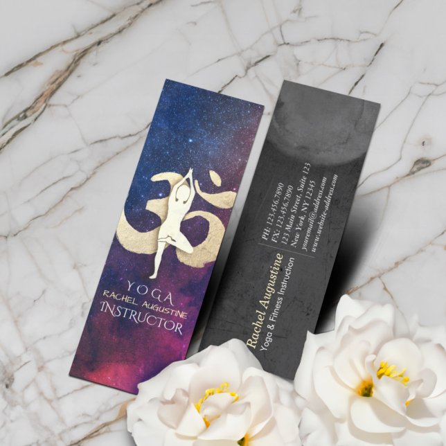 Yoga Meditation Pose Gold OM Symbol Galaxy Nebel Mini Visitenkarte (Von Creator hochgeladen)
