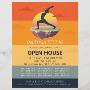 Yoga Meditation Pose Sun Flying Island Open House Flyer