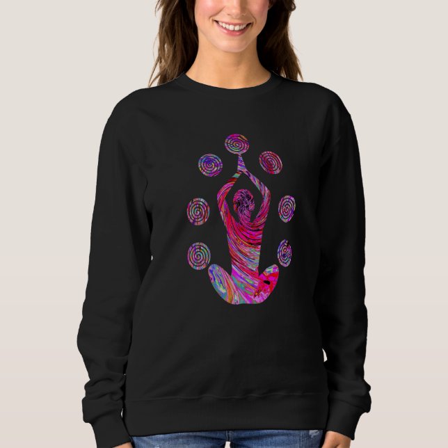 Yoga Meditation Pose with Spirals in Red and Pink  Sweatshirt (Vorderseite)